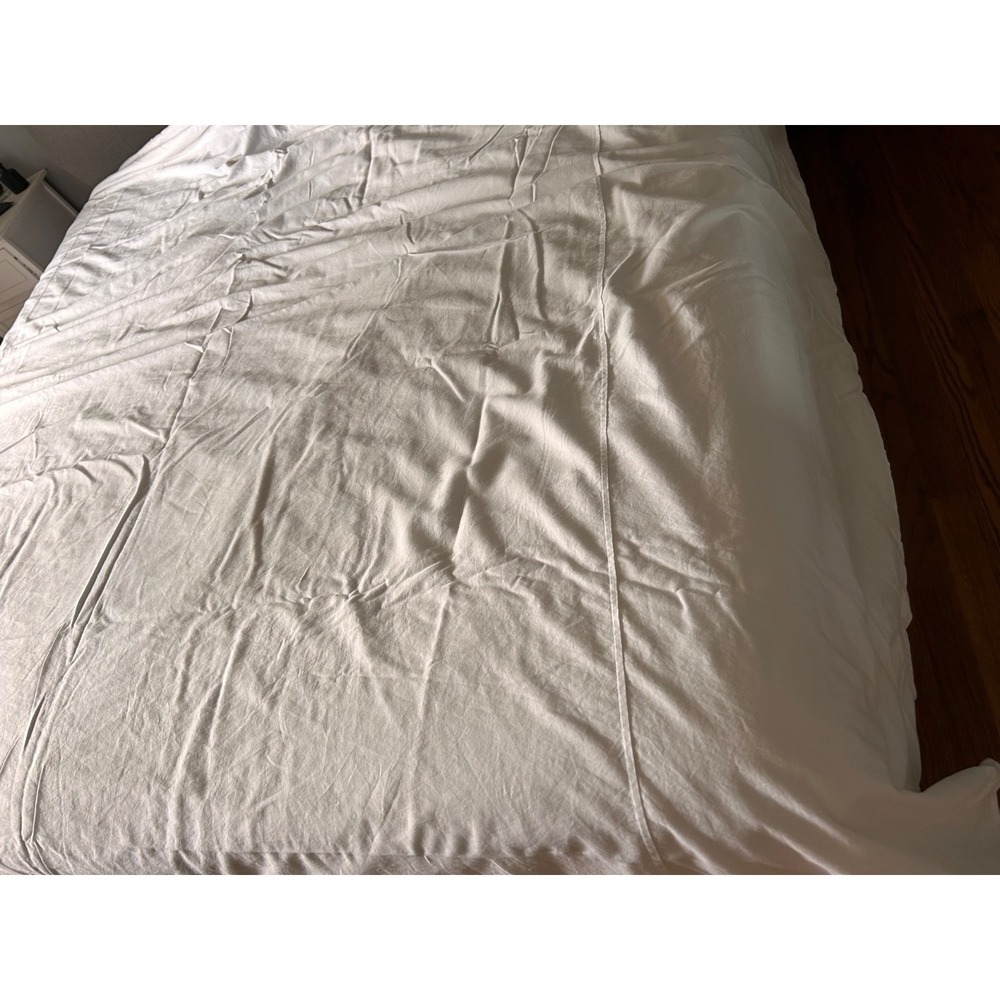 Pottery Barn Essential King Cal King Duvet Cover White Cotton w/ 2 Pleats 1 Flat - Picture 4 of 15